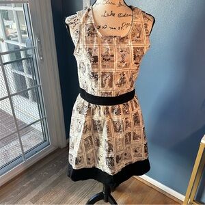 Black & Cream Backless Dia De Los Muertos Print Dress